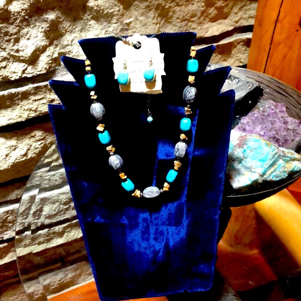 Hannah Collection Turquoise/Agate Look Set